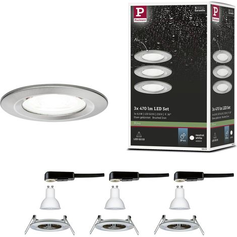 spots encastrés LED Nova kit de 3 rond incl. 3x6,5 watts projecteurs encastrés Acier brossé spot Alu zinc lampe encastrée 4000 K GU10 (1/5)