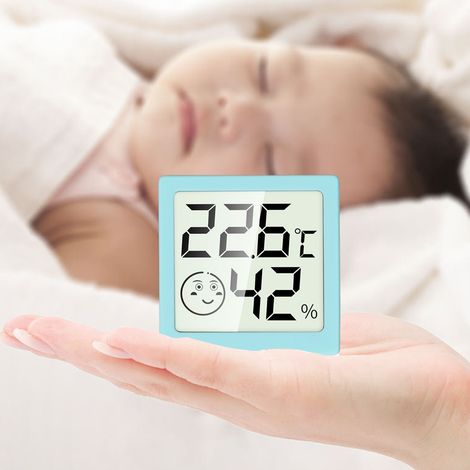 Elektronisches Thermometer und Hygrometer LX8101 für den Innenbereich, z. B. in Babyzimmern: präzises, hochauflösendes Digitaldisplay zur Anzeige von Trocken- und Feuchttemperatur sowie Luftfeuchtigke (1/5)