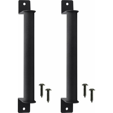 Set of 2 black carbon steel sliding door handles – Retro anti-corrosion design – Easy installation with M4 screws (1/5)