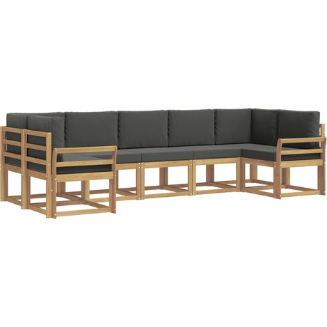 Outdoor-Sofagarnitur mit Kissen 7 pcs Weiß und Anthrazit vidaXL