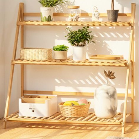 Etagère à plantes Kacie - 66x39x94cm - bois de bambou (1/5)