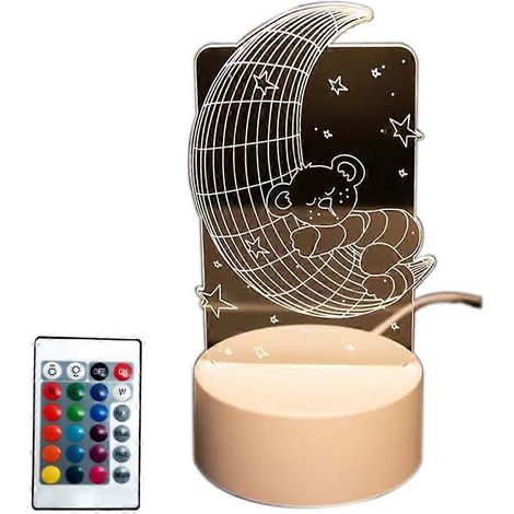 Veilleuse pour enfants avec télécommande, lampe décorative, idée cadeau pour garçons - Moon Bear (1/5)