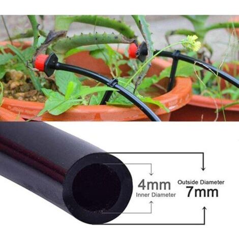 Système de micro-irrigation automatique avec tuyau d'arrosage de 4 mm/7 mm, adapté aux fleurs, plantes, bonsaïs, jardins et patios, longueur 20 mètres.
