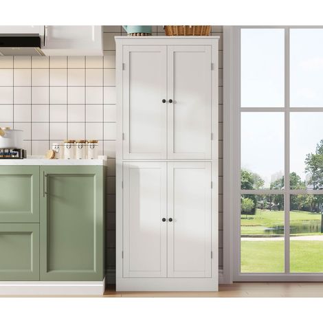 Modernluxe - Buffet de cuisine 75x40x180cm, 2 portes avec étagères, 1 tiroir et compartiment - blanc (1/5)