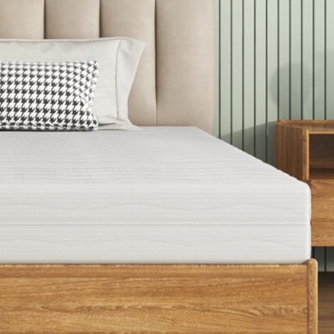 Matelas 90x200x13 cm blanc en mousse avec housse 3D respirante et fermeté moyenne (1/4)