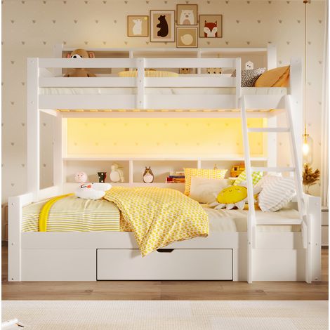 lit superposé lit enfant rangement 90x200 140x200 OKMYHOME (1/4)