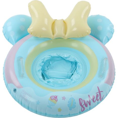 Anneau de bain enfant en PVC épais avec poignées et fond rembourré, non gonflé, arc-en-ciel bleu (1/5)