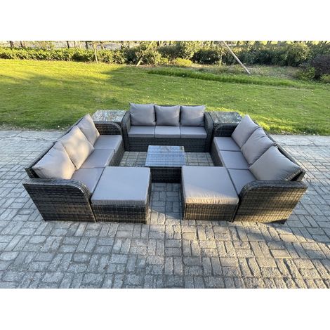 Fimous Ensembles de meubles de jardin avec Table basse carrée 2 Grand tabourets 2 Tables d'appoint Gris foncé mixte (1/5)