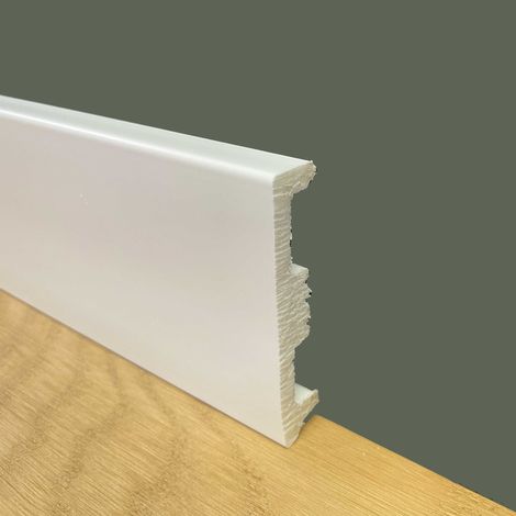 Battiscopa Zoccolino Squadrato Passacavo in Duropolimero Polistrutturato Bianco 80x15 BEST PRICE (prezzo al metro)