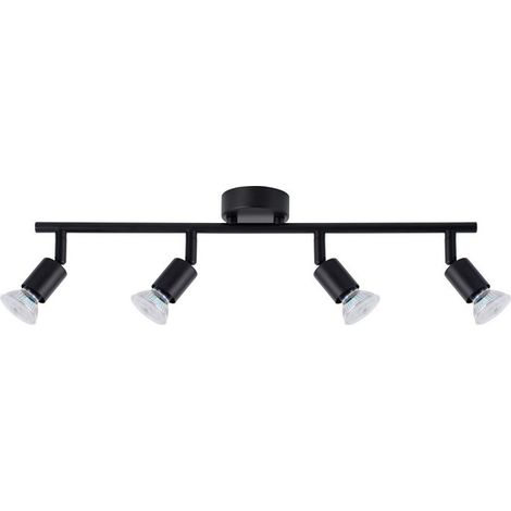 Merano Fargo Barre de spots de plafond 4 lumières en métal noir satiné LED GU10 4x5W
