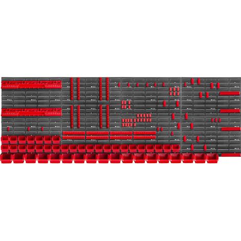 KADAX Werkstattwandregal, Wandplatten, 232 x 78 cm, Rot, 132 tlg.