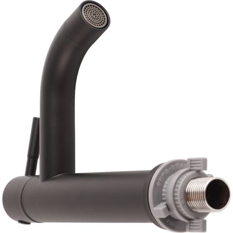 Robinet d'eau froide simple pour lavabo en G1/2 pour salle de bains et toilettes Type coude sans Tube 2 pouces Acier Inoxydable Noir (1/5)