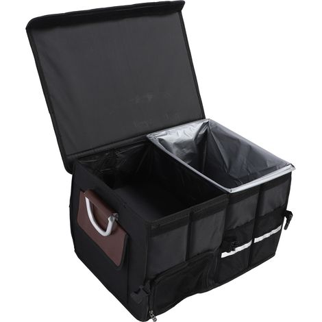 Caisse de rangement de coffre pliable 72 L – Tissu Oxford imperméable Couvercle + bandes réfléchissantes Multi-compartiments (1/4)