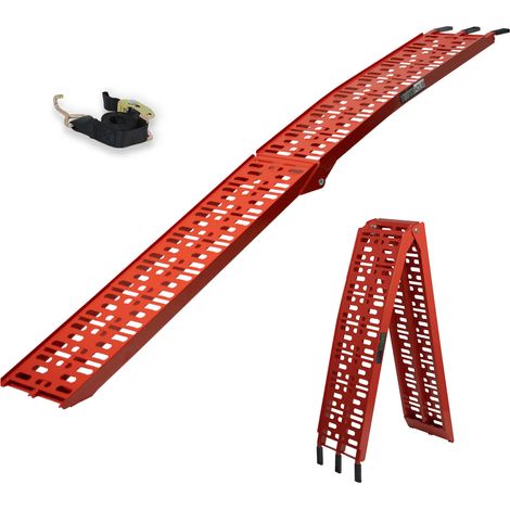 TRUTZHOLM 1 x Auffahrrampe klappbar 228 cm Traglast 340 kg Alu rot gelocht Motorradrampe Mofarampe (1/5)