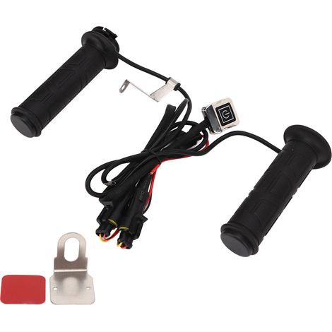 1 paire de poignées chauffantes pour guidon, réglage 3 niveaux de température, poignées électriques moto avec interrupteur aluminium (1/5)