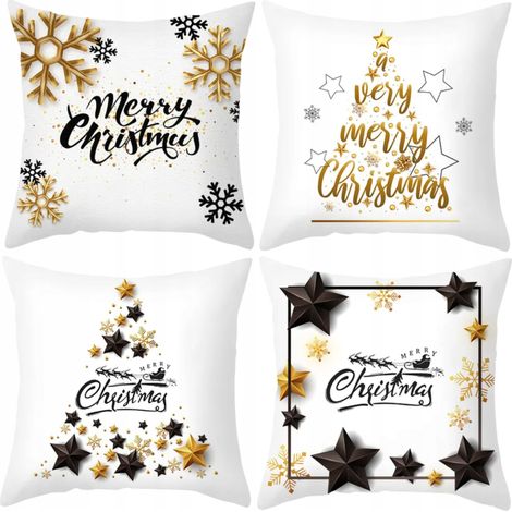 Weihnachtskissenbezug-Set, 4-teilig, dekorativ, 40x40 [P-Z8]