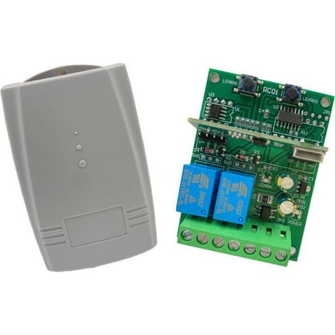 Récepteur de télécommande de porte de garage à deux canaux DC9V/12V/24V, compatible avec un module de commande à code tournant indépendant à 2 canaux (1/4)