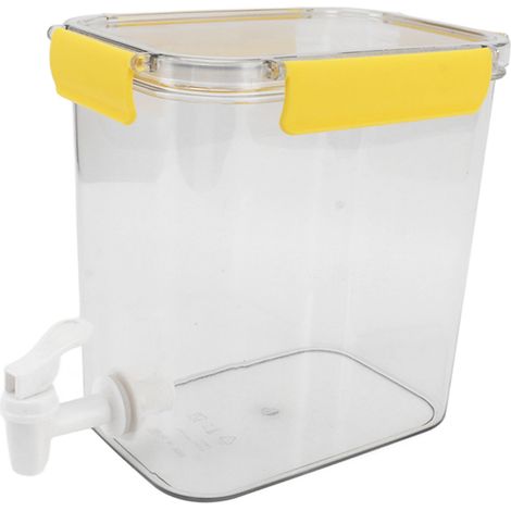 Distributeur de boissons 3,5L pour réfrigérateur avec robinet, PET économique et pratique, multifonction pour fêtes, jus, thé glacé, jaune. (1/5)