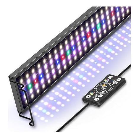 Aquarium LED Light Full Spectrum Aquarium Lighting with 24/7 Day and Night Cycle Mode Auto On/Off Timer Adjustable Brightness 7 Colors Available (14W) (1/5)