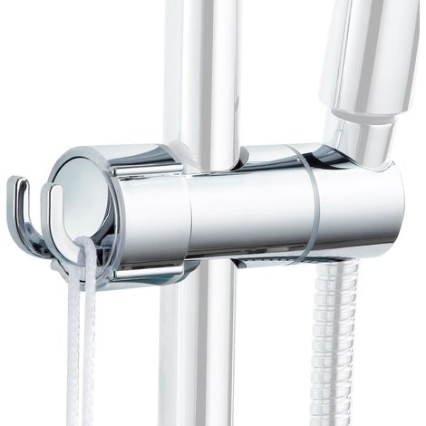 Support de Douche avec Crochet, Support Pommeau Douchette, Support de Douche à Main Remplaçable, 16-27mm à Diamètre Réglable, Rotatif à 360°, ABS Chromé, Facile à Installer (1/5)