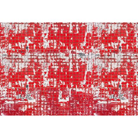 Papier peint panoramique rouge urbain | Tapisserie panoramique moisaique 3D | Papier peint panoramique métro pour cuisine & cage d'escalier - 270 x 400 cm (4 pièces) (1/2)