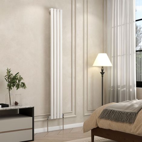 AVER-GROWTH White Radiator Vertical Oval Column Single Panel Rad 1800x236mm (1/5)