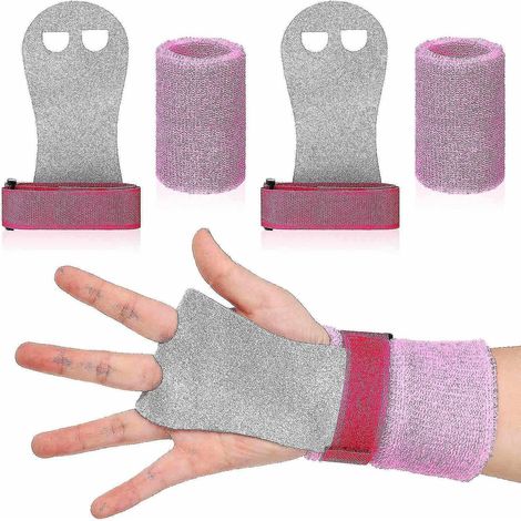Ensemble de 4 poignées de gymnastique avec sangles de poignet pour barre fixe, protection de la paume et sangle de soutien du poignet. (1/3)