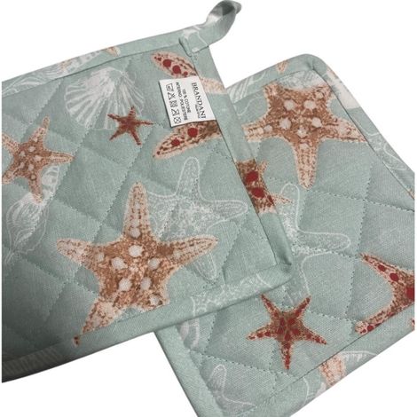 Brandani Oceano set 2 presine quadrate cotone stelle marine