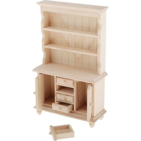 Meuble de rangement maison de poupée 1/12 - Bibliothèque et placard en bois pour enfants, armoire de jeu miniature avec étagères, coffre de stockage pour figurines et jouets (1/5)
