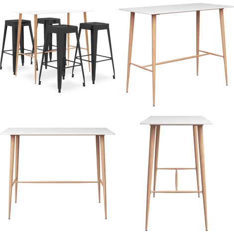 Ensemble de bar 5 pcs Blanc et noir - Ensemble De Bar - Meuble De Salle À Manger - Table De Bar - Tabourets De Bar - Mobilier Moderne - Home & Living