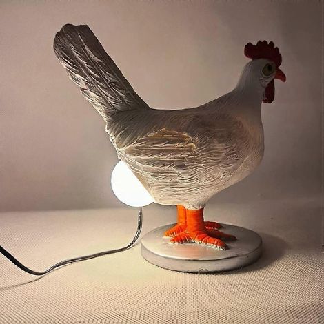 LED-Hühnerlampe aus Kunstharz, naturgetreues Hühnermodell, das Eier legt – originelle Nachtlampe, originelle Dekoration für Ostern, Halloween, Weihnachten, Schlafzimmer und Zuhause (1/4)
