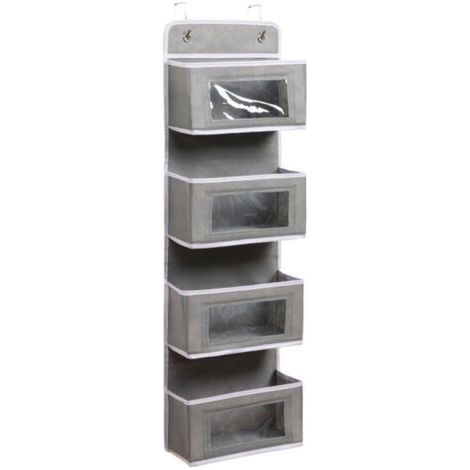 4-Tier Over the Door Organizer with Wide, Sturdy Hooks, Made of Non-Woven Fabric, Ideal for Bathroom, Office, or Dorm Room (Black). (1/5)