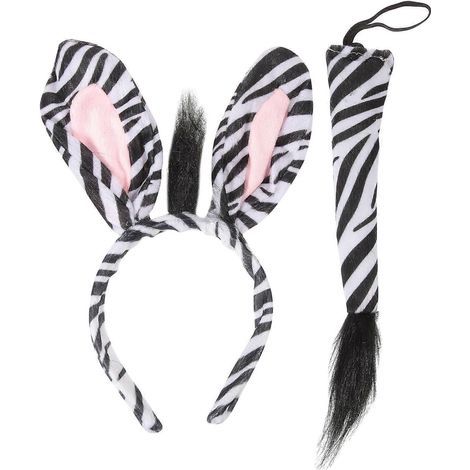 Lustiges Haaraccessoire-Set mit Zebra-Motiv für Partys, Festivals, Shows, Maskenbälle und andere festliche Anlässe – 29,50 x 27,00 x 1,50 cm (1/3)