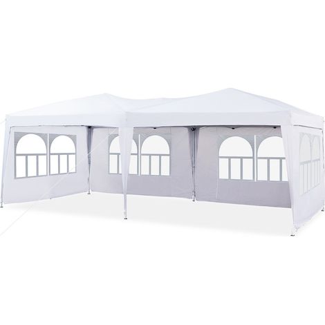 Garden Pop Up Gazebo, 3 x 6mHeight Adjustable Marquee Party Tent with Sidewalls,White