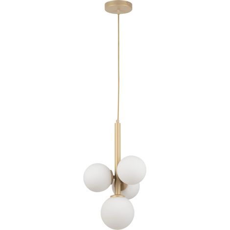 Lampada sospesa oro moderna Perla 4 sfere bianche G9 (1/4)