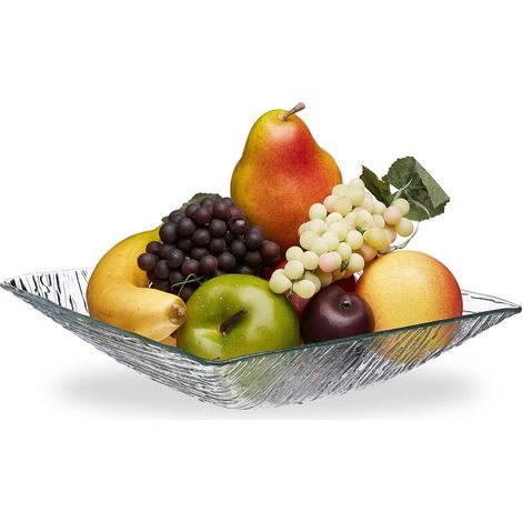 Saladier en Verre carré, Plat pour Vos salades ou Corbeille à Fruits, 1,4 L, HxLxP : 6x25x25 cm, Transparent (1/5)