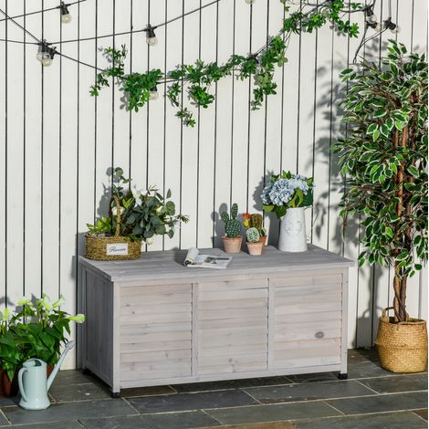 Meuble de jardin de rangement en bois, 127 x 56 x 60 cm, gris clair DESVIAE (1/5)