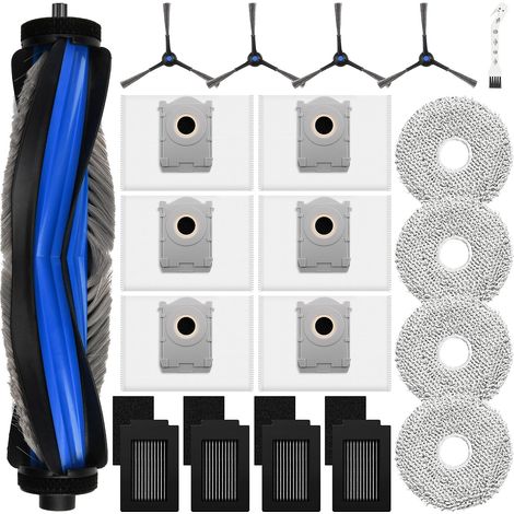 20 Stück Zubehör für Ecovacs Deebot T50 Max Pro Omni Saugroboter, 1 Hauptbürste, 4 Wischpads, 6 Staubbeutel, 4 HEPA-Filter, 4 Seitenbürsten, 1 Reinigungsbürste (1/5)