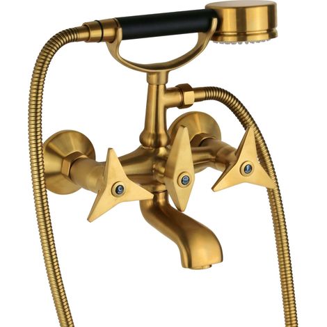 Miscelatore esterno per vasca colore ottone spazzolato con doccetta Mamoli Gio Ponti 1030F214002G  Ottone spazzolato