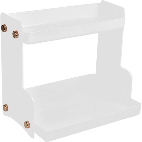Doppelstöckiges, robustes und stilvolles Kosmetikregal für Wohn- und Schlafzimmer, transparent (1/5)