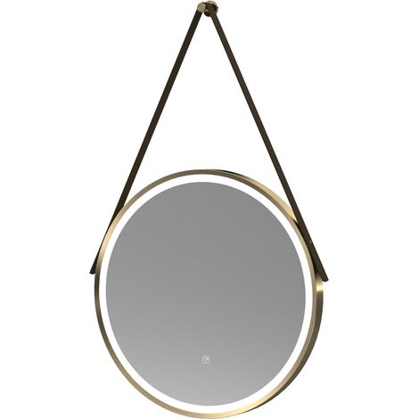 Balterley Quixhill Round Framed LED Touch Sensor Mirror with Demister, 600mm - Brushed Brass/Brown (1/2)
