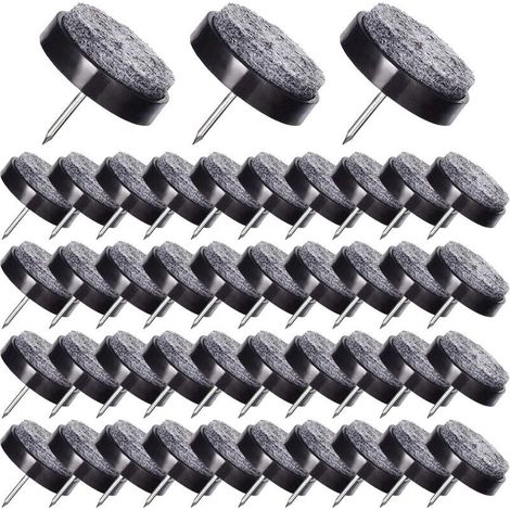 50 Stück schwarze Filzgleiter zur Befestigung von Möbelbeinen (24 mm) - Crezuo