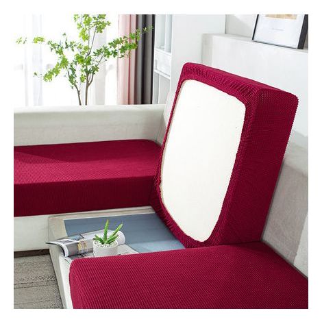 Stretch-Ecksofa-Kissenbezug, Schutzhülle für Möbel, Staubdichter Sofabezug, Burgunderrot, L (160-190 cm) (1/5)