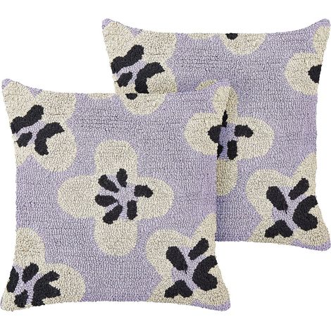 Dekokissen 2er Set SOAPWORT Baumwolle 45 x 45 cm Purpur