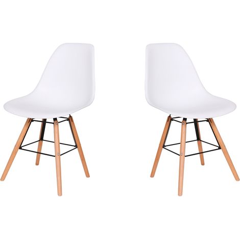 Hobag – Lot de 2 chaises scandinaves blanches – Structure en hêtre – Assise en polypropylène – Dimensions L53 x W46 x H80 cm – Hauteur d'assise 46 cm