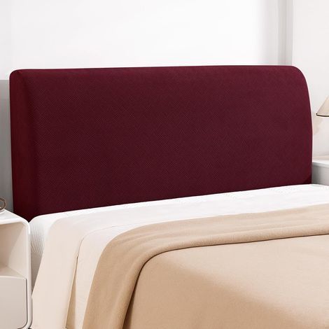 Kopfteilbezug, 200 cm, weicher Stretch-Kopfteilbezug, staubdichter Kopfteilbezug, moderner Schutz-Kopfteilbezug, Weihnachtsdekoration, Burgunderrot (1/4)