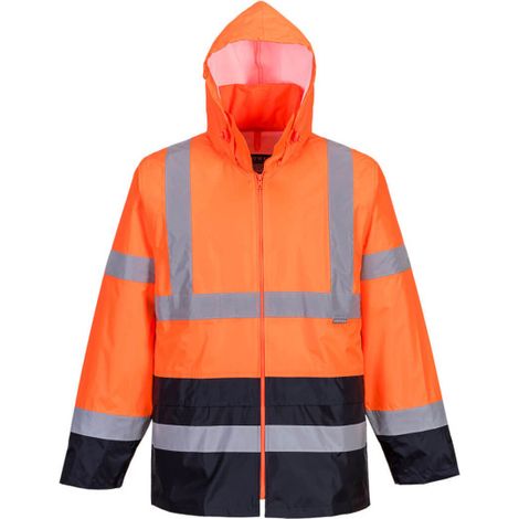 Chubasquero bicolor impermeable Classic Contrast 100% Poliéster 190T resistencia al rasgado PORTWEST H443 4XL Naranja/Marino