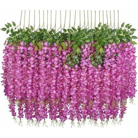 lot Fleurs Artificielles Décoration de la Maison Chaque Mèche Artificiel Wisteria Fleur en Soie pour Mariage Décorations Home Garden 110 cm (1/4)