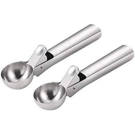 INTVN Lot de 2 cuillères à Glace en Acier Inoxydable avec gachette (1/5)