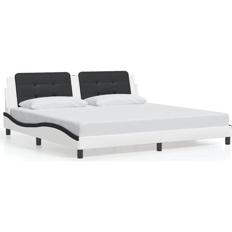 Maison Exclusive - Giroletto senza Materasso Zadar Bianco e Nero 200x200 cm in Similpelle (1/5)
